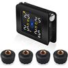 Riloer Sistema di monitoraggio della pressione dei pneumatici per auto, connessione wireless TPMS Riloer, con 4 sensori esterni, ampio display LCD, alimentazione solare e porta USB
