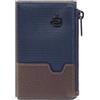 PIQUADRO Portafoglio compatto uomo automatico Uomo pelle e tessuto blu/testa di moro