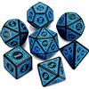 QMAY Set di dadi poliedrici DND - 7 pezzi per Dungeon and Dragons MTG RPG D&D D20, D12, D10, D%, D8, D6, D4 (incisione blu)