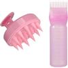 Heyumybit 2 Pezzi Applicatore Olio Capelli,Massaggiatore Cuoio Capelluto + Applicatore Tintura,Flacone a Pettine per Radici,Spazzola Massaggio Cuoio Capelluto per La Casa,Salone per Capelli(Rosa)