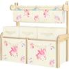 alldomess Libreria Bambini con 5 Cestini e Porta libri in Tessuto, Organizzatore Giochi in Legno per Cameretta, Scaffale 3 Ripiani per Asilo, Aula o Playroom, Unicorni