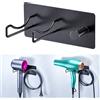 XILIMOR Supporto per asciugacapelli da Bagno a Parete Senza Foratura, in Acciaio Inox con mensole di Supporto, Supporto per asciugacapelli, da incollare per Bagno, Camera da Letto, Hotel (Nero)