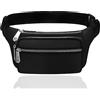 SENLINLU Marsupio, marsupio impermeabile con 4 tasche con cerniera, marsupio da corsa, cintura regolabile, per uomo e donna, per attività all'aperto, sport, Taglia unica, Stile minimalista e alla moda