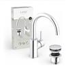 Lenz Rubinetto lavabo MOANA in cromo - Risparmio d'acqua grazie all'ugello di marca di alta qualità - Facile installazione e pulizia - beccuccio ad arco girevole a 360° - 46012302