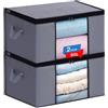 JAECU 2 Pezzi 90L Scatole per Vestiti Salvaspazio, Scatola per Armadio Pieghevole Porta Abiti con Manico Rinforzato, per Coperte Biancheria da Letto, 60x43x35cm