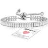 FUNTE® Bracciale da donna in argento Sterling S925, braccialetto da tennis da donna, con cristalli e zirconia cubica, regolabile, ideale come regalo con scatola portagioie, Argento sterling, Zirconia