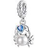 Kerraom Ciondolo Granchio Charm Argento Sterling 925 Donna — Gioielli Pendente con Perline e Zirconi Blu, Design Animali Elegante, Regalo Amore per Ragazze