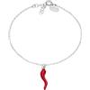 Louis Ciocchetti dal 1887 Bracciale Argento 925 con Corno Portafortuna, smaltato, catenina colore oro Regolabile, Idea Regalo Uomo e Donna, Made in Italy