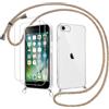 Votvloay Cover Cordino per iPhone 8/7/SE 2020/SE 2022 4,7 con 2 x Pellicola Protettiva Vetro Temperato, Trasparente Custodia con Laccio Tracolla Corda, Sottile TPU Silicone PC Antiurto Case, Giallo