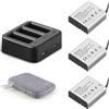 GeeKam S009R Batteria Action Cam, 3 x 1350mAh Batterie Ricaricabile con 3-Canali Caricabatteria Compatibile per AKASO brave4/v50x/brave6, Apexcam, APEMAN, COOAU, Dragon Touch, Exprotrek, EKEN, PG1050