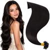 Elailite Extension Cheratina Capelli Veri Naturali 1 Grammo 50 Ciocche - 50g 100% Remy Human Hair Keratin U Tip Nail Capelli Lisci (60cm #1B Nero Naturale)