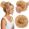 MY-LADY Chignon Finto per Capelli Veri- Cerchio Elastico Dritto Biondo Naturale - Facile Updo Naturale per Donne Ragazze 30g Riccio
