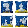 Aoihrraan 41x41cm Confezione da 4 Carino Cartone Animato Animale CopriCuscini Divano Blu Scuro Cielo Stellato Dinosauro Pianeta Quadrata Baby Federe Per Cuscini Lino Bambino Festa Decor Sofà Letto