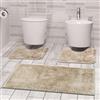 Comart - Tris Tappeti Faith Bagno - Set Tappetini: 1 Tappeto Rettangolare 45x75 cm + 2 Giro Water 45x75 cm - Morbidi e Pelosi - Asciugatura Rapida e Antiscivolo - Lavabili in Lavatrice - Beige/Marrone