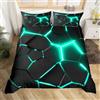 Loussiesd Nido d'api nero verde turchese esagonale decorazione letto doppia manica geometrica microfibra set di letto griglia reticolare decorazione della stanza copriletto