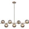 KCO Lampadario da Cucina Nichel Spazzolato 7 Luci Globo Vetro Grigio Fumé