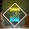 SIGNSHIP Drink Zone Neon Led Bevande Scritte Neon Decorazioni per Bar,Festa | Zona Bevande Dimmerabile 5 Livelli USB Insegne Luminose Regalo per Amanti dei Cocktail, Scritta Led per Man Den,Ristorante