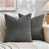 FDTERN Set di 2 Boho Federe de Cuscini per Divano 50x50 in Velluto a Coste，Moderno Morbido Motivo a Croce Decorativa Copricuscini per Divano Camera da Letto,Grigio Scuro