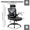 symino Sedia da ufficio Symino con poggiatesta regolabile, braccioli, supporto lombare, sedia da ufficio ergonomica, funzione bilanciere rotante