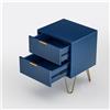 Anajqaqia Cassettiera, comodino con gambe in metallo dorato e due cassetti, per camera da letto e soggiorno, blu Navy