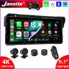 Jansite Registratore DVR Moto Portatile da 8.1 Pollici IP67 Impermeabile con Navigazione GPS 4K, Wireless Carplay e Android Auto