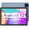 PRITOM Tablet da 10 pollici, Android 13, Octa-Core, WiFi 5Ghz, archiviazione da 128 GB, 8000 mAh, fotocamera da 2,0 MP 8,0 MP, Tablet PC certificato GMS