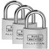 BURG-WÄCHTER Trio 770 40 SB - Set di 3 lucchetti con 4 chiave, Spessore arco 6,5 mm, Serratura in alluminio massiccio, Interno antiruggine, temprato, Alluminio titanio