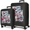Disney Joumma Marvel Spiderman Comic Set di valigie nero 55/65 cm rigida 6,8 kg chiusura TSA integrata ABS 6,8 kg 109L espandibile bagaglio a mano