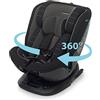 Foppapedretti Seggiolino Auto Clock I-Size, Seduta Girevole a 360°, per bambini da 40 a 150 cm di altezza, 0-12 anni, conforme ECE R129, Fissaggio Dualfix (Isofix e non), Safe Body Protection, Nero