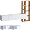 LBSIGN Mobile Porta TV Sospeso 182 Cm Bianco Con Libreria Effetto Legno Pana
