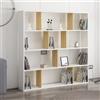 LBSIGN Libreria A Parete Salvaspazio 145x25x145H Bianco E Rovere Hodbi