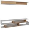 LBSIGN Parete Attrezzata Soggiorno 176 Cm Mobile Porta TV Con Ante Bianco E Teak Sims