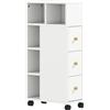 HOMCOM Mobiletto Bagno Salvaspazio con Ruote, 3 Cassetti e 5 Vani con Ripiani Regolabili, 20x40x80 cm, Bianco | Aosom Italy