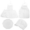 VANZACK 2 Set Grembiuli per Cappelli da Chef Bianchi Classici per Ragazzo Ragazza Mesi Completo Fotografia Cucina e Feste con Abbigliamento per Giochi e Cottura