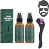 Mikabila 2pcs Kit per la Crescita Della Barba, Spray Crescita Barba,Rullo Derma per la Crescita Della Barba,Derma Roller Per La Crescita Della Barba + Siero,Stimola la Crescita dei Baffi