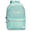 Pepe Jeans per ragazza. 6442421 Zaino per laptop Jane con due scomparti turchesi -31x44x15cm- [2624550], Casual, Poliestere, Turchese, Navy,