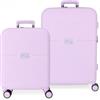 Pepe Jeans per donna. 7699535 Set valigie Accent viola rigida 55-70cm rosa [3013068], Casual, ABS/Policarbonato, Grande, Cabina