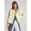 Pepe Jeans per donna. PL402367 Trench corto Sheila beige [3081000], Casual, Poliestere, Manica lunga