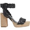 Pepe Jeans per donna. PLS90652 Sandali neri Lenny Braid -Altezza tacco 10cm- [3081642], Nero, 8 a 10cm, Fibbia, Casual