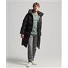Superdry per uomo. M5011784A Cappotto lungo imbottito nero con cappuccio [3132247], Casual, Polister riciclato, Sostenibile