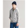 Gant unisex per bambino. 906900 Felpa con cappuccio e zip con scudo grigio [3172633], Casual, Cotone, moda per bambini