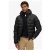 Superdry per uomo. M5012045A Cappotto imbottito con cappuccio nero [3187403], Casual, Polister riciclato, Sostenibile