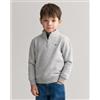 Gant unisex per bambino. 806795 Felpa con mezza zip grigia Shield [3300897], Casual, Grigio, Cotone, moda per bambini
