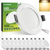 Forepin Faretti LED da Incasso per Cartongesso, 5W 450LM Luci da Soffitto Interno, Luce Caldo 3000K Ultrasottili IP44 Faretto Led Incasso per Bagno, Diametro Foro Ø68-80mm, AC 220-240V, Set di 12
