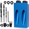 EBTOOLS 14Pcs Kit per Fori a Tasca, Kit per Foratura a 15 Gradi con Punta per Viti, Kit di Assemblaggio con Morsetto da 6/8/10mm, Strumento Posizionatore Locator per Foratura ad Angolo di Lavorazione del