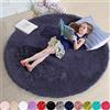 Amdrebio Tappeto grigio viola per camera da letto, soffice, circolare 1,5 x 1,5 m, per camera dei bambini, tappeto peloso, circolare, shaggy, morbido per dormitorio, decorazione per la stanza del bambino