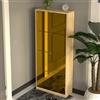 BAKAJI Scarpiera 4 Ante a Specchio Marrone Slim con Maniglia Salvaspazio 63x24x150cm