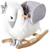 Cavallo a Dondolo per Bambini a Forma di Cigno, Dondolo Giocattolo Cavalcabile per Bambini 18-36 Mesi in Legno di Pioppo e Peluche, Bianco e Grigio
