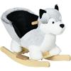 Cavallo a Dondolo a Forma di Cane Husky per Bambini da 18-36 Mesi, 60x33x50cm, Grigio