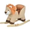 Dondolo Giocattolo a Forma di Leone per Bambini 18-36 Mesi, Ruggisce (3 Batterie Incluse), in Legno e Peluche